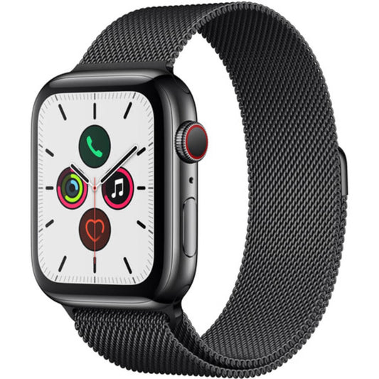 Apple Watch Series 5 GPS + Cellular 44mm Space Balck Stainless Steel Case with Black Milanese Loop