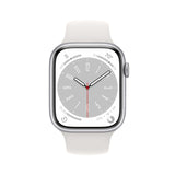 Apple Watch Series 8 (GPS + Cellular 45mm) Smart watch - Silver Aluminium Case with White Sport Band - Regular. Fitness Tracker, Blood Oxygen & ECG Apps, Water Resistant